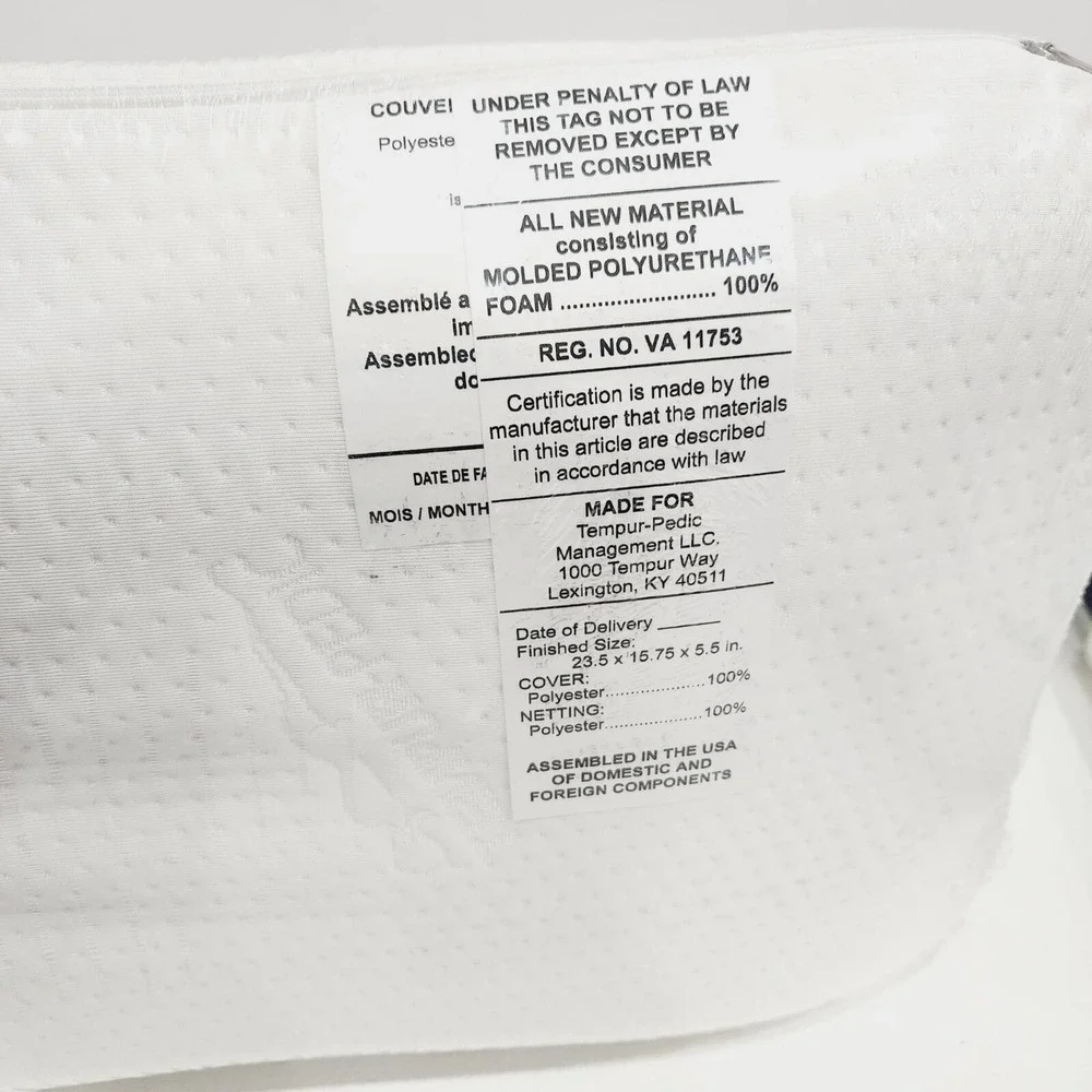 Tempur-Pedic Symphony Pillow Luxury Soft Feel Standard Dual-Sided 23.5x15.7x5.5